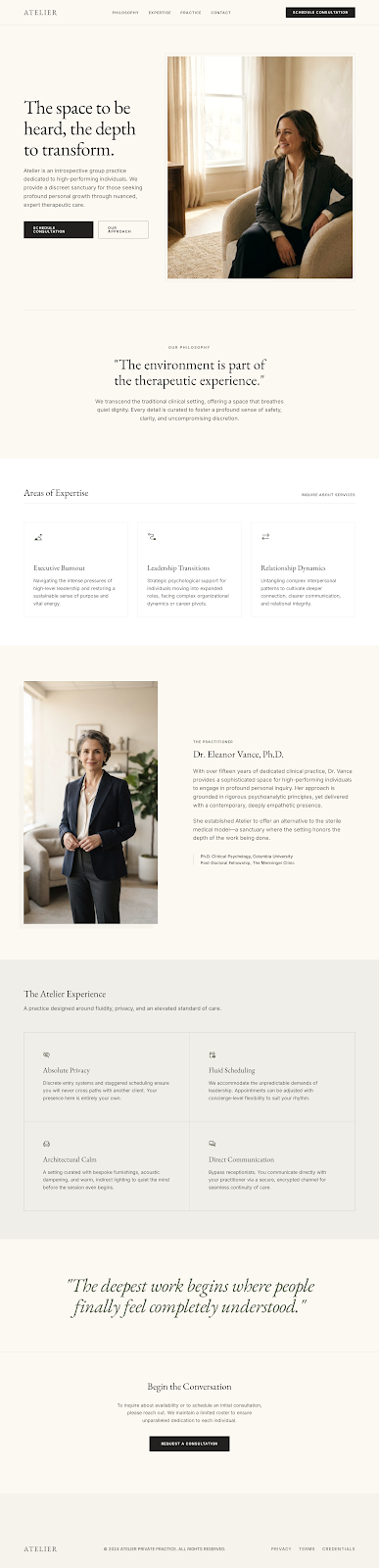 Atelier editorial practice website concept